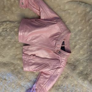 Dress with leather jacket